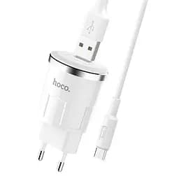 Мережевий зарядний пристрій 1USB Hoco C37A 2.4A White + USB Cable XiaomicroUSB