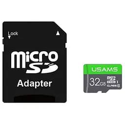 Карта пам'яті Usams US-ZB118 (TF High Speed Card) microSDHC Class 10, 32GB з адаптером Green