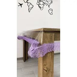 Силиконовая скатерть с лиловым кружевом 7 см 160х110 см