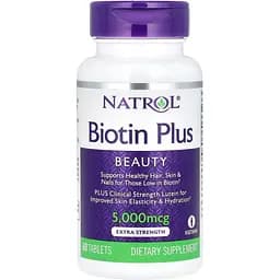 Биотин Плюс с Лютеином Natrol Biotin Plus with Lutein 60 таблеток