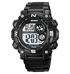 Чоловічий наручний кварцовий годинник Skmei 1887 (Чорний з білим циферблатом)