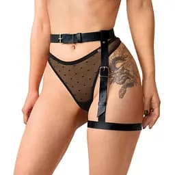 Гартер на ногу Art of Sex - Petra, натуральна шкіра, колір чорний