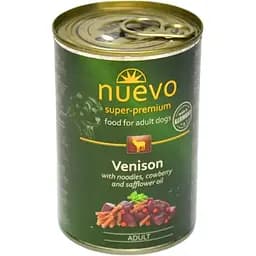 Влажный корм для взрослых собак Nuevo Adult с олениной, макаронами, брусникой и сафлоровым маслом 400 г (95001 (401))