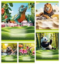 Зошити учнівські 24 аркуша лінія Тверда Animals, 20 шт. в упаковці