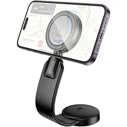 Автотримач із бездротовою зарядкою Hoco HW29 Totem Ring Magnetic Wireless Black Metal Gray [140687] - мініатюра 5