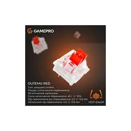 Клавіатура GamePro Genesis Joker Pro MK124G Pro Outemu Red Switch Wireless/Bluetooth/USB UA Gray (MK124G Pro) - мініатюра 10