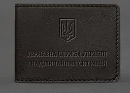 Кожаная обложка на удостоверение Государственной службы Украины по чрезвычайным ситуациям (ГСЧС) темно-коричневая