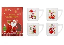 Набор Новогодние кружки и ложечки по 2 шт. в коробке Santa