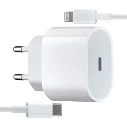 Сетевое зарядное устройство Apple 25W USB-C Power Adapter With Cable Type-C to Lightning High c0py Белый