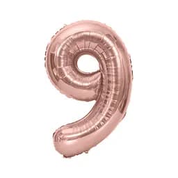 Шар воздушный фольгированный (102 см) Цифра 9 розовое золото