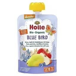Пюре Holle Blue Bird, с грушей, яблоком, черникой и овсом, 100 г