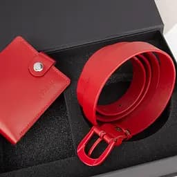 Подарунковий жіночий набір Handycover 2513 (гаманець та ремінь) червоний в коробці - мініатюра 6