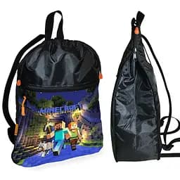 Рюкзак-мішок для взуття, спортивної форми Майнкрафт «Minecraft» дитяча сумка для змінки з розширювачем (01267)