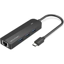 Хаб USB 3.1 Type-C -> 3xUSB 3.0/MicroUSB/RJ45 100Mb Ethernet Black Vention