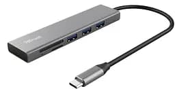 Хаб Halyx USB-С > 3xUSB-А 3.2/SD/microSD Алюминий 0.15м Серый Trust teh0018497