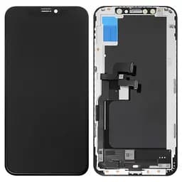 Дисплей Apple iPhone 12, iPhone 12 Pro, чорний, з рамкою, High , з пластиками камери та давача приближення, (OLED), GX OEM hard