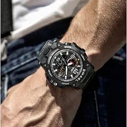 Водостійкий тактичний кварцовий годинник Smael Tank black - мініатюра 6