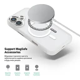 Чехол Apple iPhone 17, Unit MagSafe, белый, прозрачный, магсейф, противоударный, магнитный, панель-накладка с поддержкой MagSafe, с поддержкой беспроводной зарядки, TPU+PC, защита всего корпуса, ударопрочный, ArmorStandart (ARM88998) - мініатюра 4