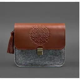 Фетрова жіноча бохо-сумка Лілу з шкіряними коричневими вставками