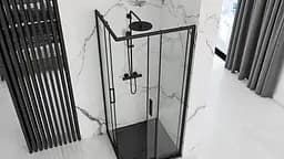 Душова кабіна Rea Punto 80x80 black REA-K4800, Чорний, Універсальна, прозорий - мініатюра 3