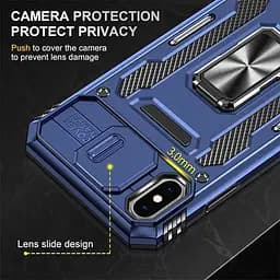 Ударостійкий чохол Camshield Army Ring для Apple iPhone X / XS (5.8) Синій / Navy - мініатюра 6