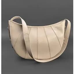 Шкіряна жіноча сумка Круасан світло-бежева