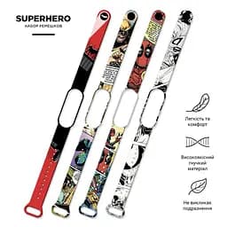 Комплект силіконових ремінців для фітнес браслетів Xiaomi Mi Band 5/6/7, Silicone, superhero, зі зручною застібкою, на фітнес трекер та смарт годинник, ArmorStandart (ARM59728) - мініатюра 2