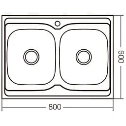 Кухонна мийка накладна ZERIX Z8060B-08-180E satin (ZX1620) - мініатюра 4