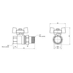 Кран кульовий "Американка" SD Plus 3/4" ВЗ прямий SD220NW20PN40 - мініатюра 2