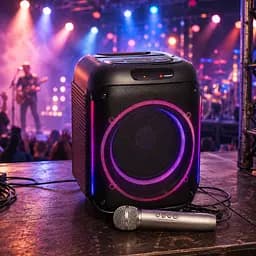 Портативна акустика ZXX-5502 / Bluetooth акумуляторна колонка з підсвічуванням / Караоке колонка з мікрофоном - мініатюра 3