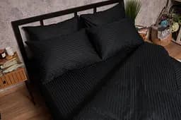Комплект постільної білизни Moon&Star Satin Stripe Midnight Luxe полуторний 143х210 наволочки 4х50х70 - мініатюра 4