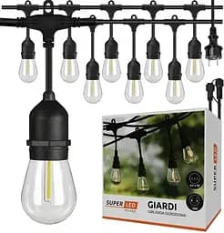 Садова гірлянда 15м з 15 LED-лампами E27 - декоративне освітлення для саду, тераси, балкона - мініатюра 2