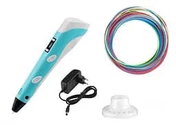 3D ручка для малювання з екраном 3д Ручка Pen3 MyRiwell з LCD дисплеєм трафарет Блакитний