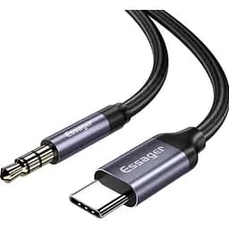 Аудіо-перехідник Type-C to AUX Mini-Jack 3.5 mm Essager 1М Кабель Аукс на Тайп-С (USB-C) Black-Grey (695523740259)