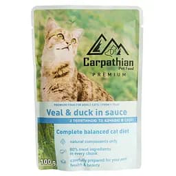 Влажный корм для кошек Carpathian Pet Food телятина с уткой в ​​соусе 100 г