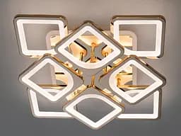 Стельова LED-люстра Diasha S8060/4+4G 3color з пультом і димером, золото, 130W, 7150 lm, квадратні акрилові плафони 49x49 см - мініатюра 4