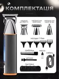Тример для бороди носа і тіла 9 в 1 DALING PROFESSIONAL HAIR CLIPPER  универсальний тример для стрижки волосся, машинка для стрижки аккумуляторна, набір для стрижки, тример для гоління із захистом від вологи IPX6 - мініатюра 11