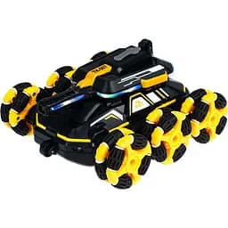 Танк, що стріляє, трьохосний з паром TK-007 пульт LY-82 чорно-жовтий (43585-TK-007_565)