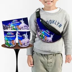 Набор: детская сумка-бананка+кружка Герои в масках 32х15см,бананка для мальчика через плечо на подарок (00902)