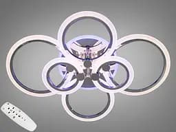 Люстра стельова LED Diasha A8022/6HR, 105W, 3200K-6000K, хром, сучасний стиль, пульт з диммером, акрилові плафони