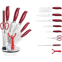 Набор ножей Royalty Line из 9 предметов красный (RL-KSS530)