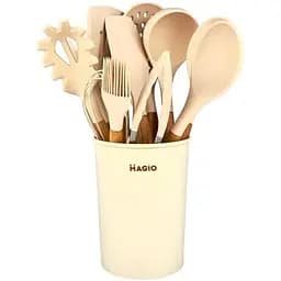 Набір кухонного приладдя Magio MG-1142 силіконовий 11 предметів Бежевий