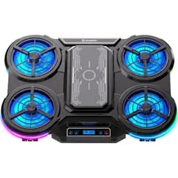 Підставка для ноутбука до 18" GamePro CP1450, Black, RGB підсвічування, 4 х 100 мм, 1 х 80 мм вентилятор (18 dB, 1350 rpm), LCD-дисплей, алюміній/пластик, 2xUSB 2.0, 410 x 285 x 40 мм, 1100 г, регулювання швидкості вентиляторів та кута нахилу - мініатюра 2