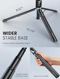 ANXRE 60-дюймовий штатив для телефону Selfie Stick з пультом дистанційного керування, портативний штатив для мобільного телефону - мініатюра 2