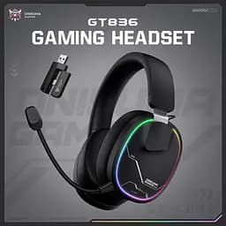Навушники Onikuma ігрові бездротові GT836 з шумоподавленням мікрофоном та RGB підсвіткою до 60 годин роботи гарнітура для ПК - мініатюра 2