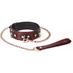 Нашийник з повідцем Liebe Seele Wine Red Collar and Leash