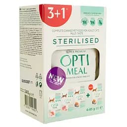Уценка. Набор влажных кормов для стерилизованных кошек и кастрированных кошек №6 Optimeal 3+1 340 г