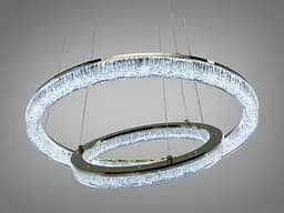 Сучасна підвісна LED люстра на 20 м2 Diasha 1712/600+400G, золото, 2 кільця, 70 W - мініатюра 2