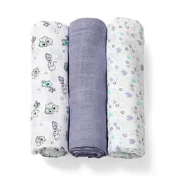 Многоразовые пеленки BabyOno, бамбуковое волокно, 70х70 см, сиреневый с белым, 3 шт. (397/05)