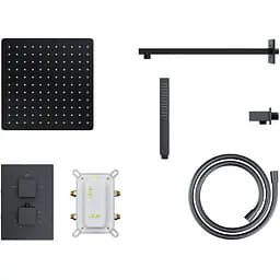 Душова система прихованого монтажу Corsan Adour black + BOX з термостатом Z01TBL, Чорний матовий